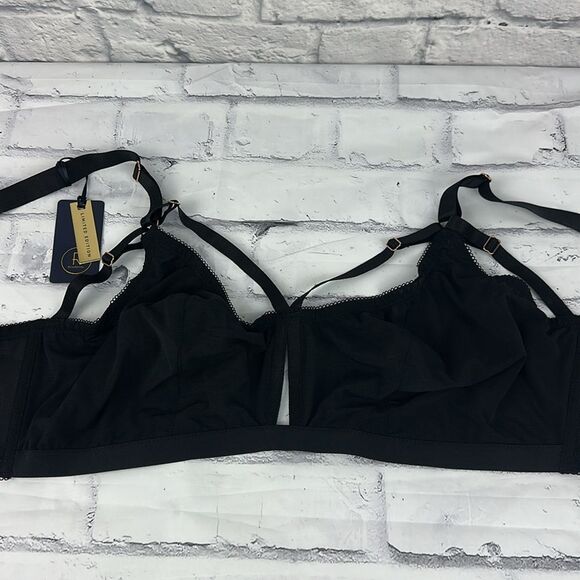 City Chic Fox & Royal Mesh Bralette Avril Black NWT Size 20 Large - Picture 2 of 8